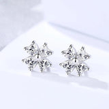 Clover Earrings 925 Silver Studs CZ Women Jewelry