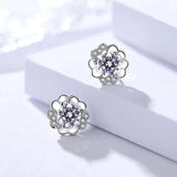 Flower Earrings 925 Silver Zircon Studs for Women