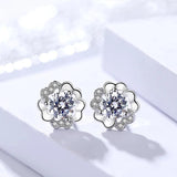 Flower Earrings 925 Silver Zircon Studs for Women