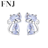 S925 Sterling Silver Cat Stud Earrings for Women