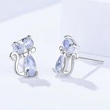 S925 Sterling Silver Cat Stud Earrings for Women