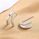 S925 Silver 12MM CZ Earrings Women Engagement Wedding Gift