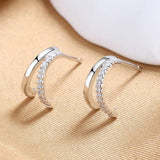 S925 Silver 12MM CZ Earrings Women Engagement Wedding Gift