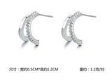 S925 Silver 12MM CZ Earrings Women Engagement Wedding Gift