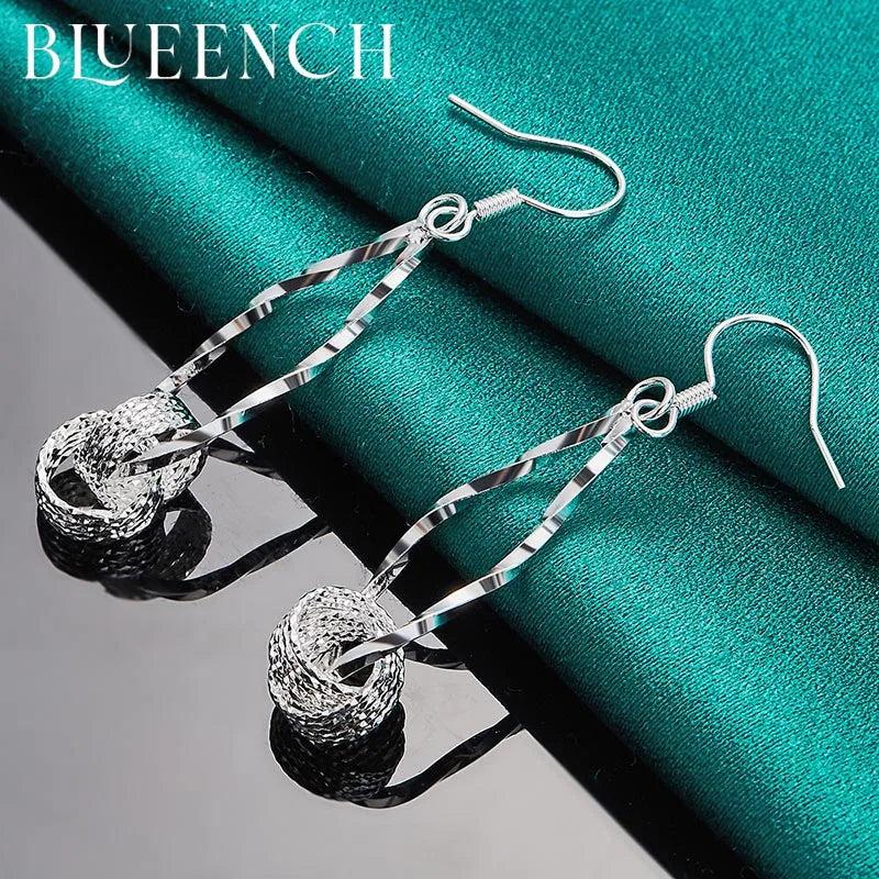 925 Silver Tassel Circle Drop Earrings for Women Engagement Wedding Party