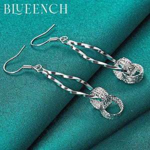 925 Silver Tassel Circle Drop Earrings for Women Engagement Wedding Party