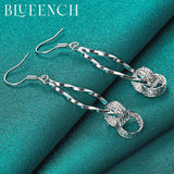 925 Silver Tassel Circle Drop Earrings for Women Engagement Wedding Party