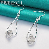 925 Silver Tassel Circle Drop Earrings for Women Engagement Wedding Party