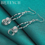 925 Silver Tassel Circle Drop Earrings for Women Engagement Wedding Party