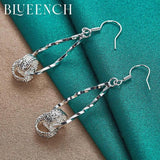 925 Silver Tassel Circle Drop Earrings for Women Engagement Wedding Party