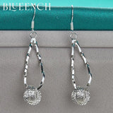 925 Silver Tassel Circle Drop Earrings for Women Engagement Wedding Party