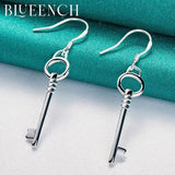 925 Silver Key Earrings Women Engagement Party Personality Jewelry