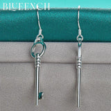 925 Silver Key Earrings Women Engagement Party Personality Jewelry