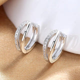 S925 Mini Hollow Round Zircon Earrings For Women Gift Jewelry