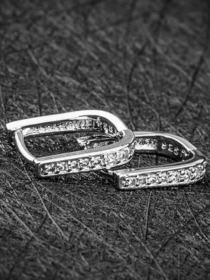 925 Silver U Zircon Hoop Earrings Wedding Gift Jewelry