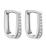 925 Silver U Zircon Hoop Earrings Wedding Gift Jewelry