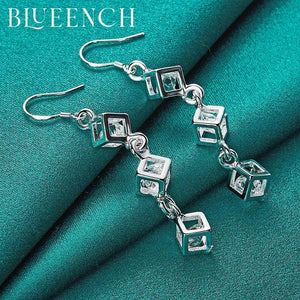 925 Silver Zircon Drop Earrings Wedding Evening Glamour Jewelry