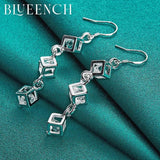 925 Silver Zircon Drop Earrings Wedding Evening Glamour Jewelry