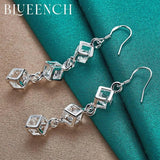 925 Silver Zircon Drop Earrings Wedding Evening Glamour Jewelry
