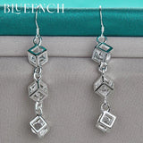925 Silver Zircon Drop Earrings Wedding Evening Glamour Jewelry