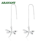 Silver Dragonfly Long Chain Dangle Earrings Women Jewelry