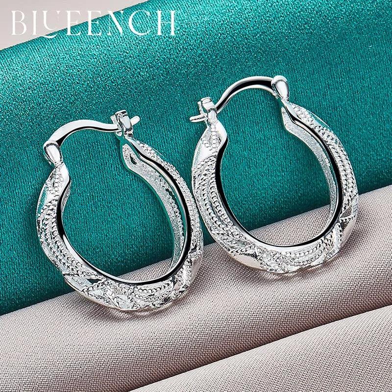 925 Silver Hollow Hoop Earrings for Women's Party Wedding Jewelry