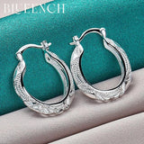 925 Silver Hollow Hoop Earrings for Women's Party Wedding Jewelry