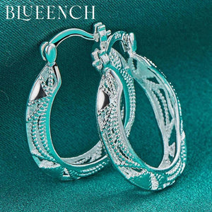 925 Silver Hollow Hoop Earrings for Women's Party Wedding Jewelry
