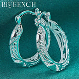 925 Silver Hollow Hoop Earrings for Women's Party Wedding Jewelry