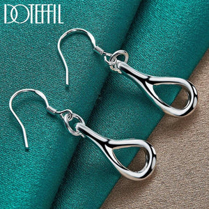 925 Silver Water Droplets Drop Earrings Wedding Jewelry