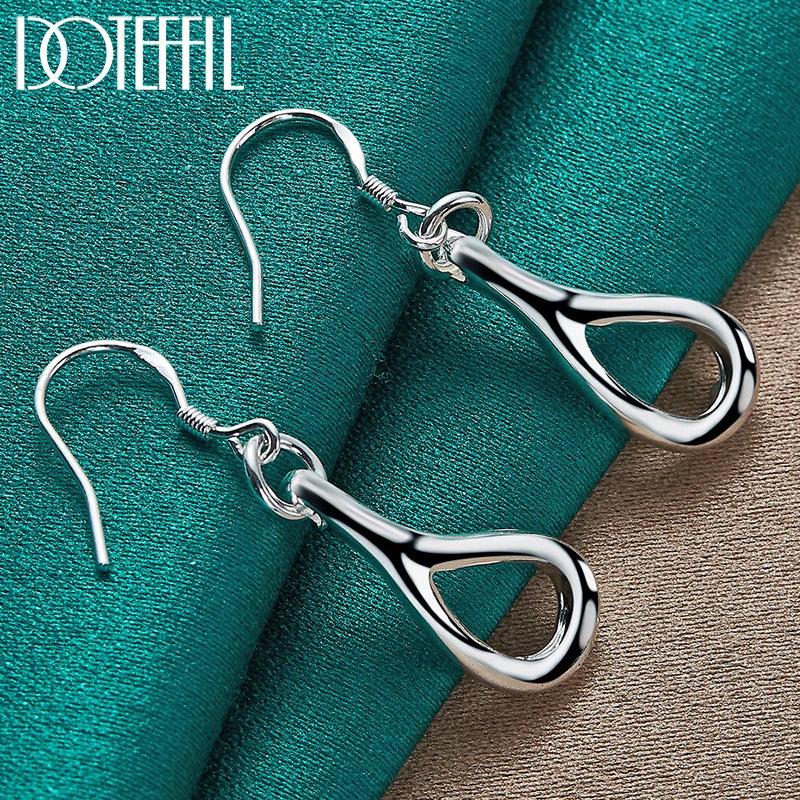 925 Silver Water Droplets Drop Earrings Wedding Jewelry