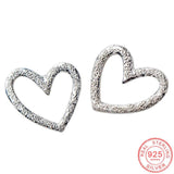 925 Silver Tiny Hollow Heart Stud Earrings