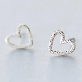 925 Silver Tiny Hollow Heart Stud Earrings