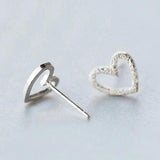 925 Silver Tiny Hollow Heart Stud Earrings