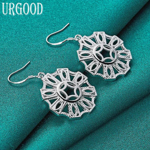 925 Silver Geometric Pattern Drop Earrings For Women
