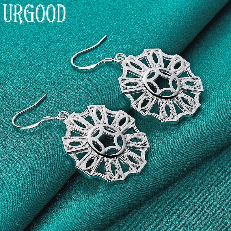 925 Silver Geometric Pattern Drop Earrings For Women