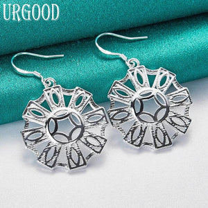 925 Silver Geometric Pattern Drop Earrings For Women