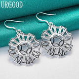 925 Silver Geometric Pattern Drop Earrings For Women