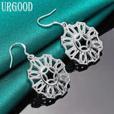 925 Silver Geometric Pattern Drop Earrings For Women