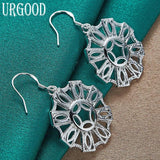 925 Silver Geometric Pattern Drop Earrings For Women