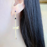 Dragonfly Drop Earrings in 925 Sterling Silver