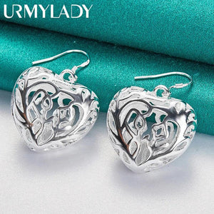 925 Silver Heart Earrings for Women Wedding Jewelry