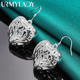 925 Silver Heart Earrings for Women Wedding Jewelry
