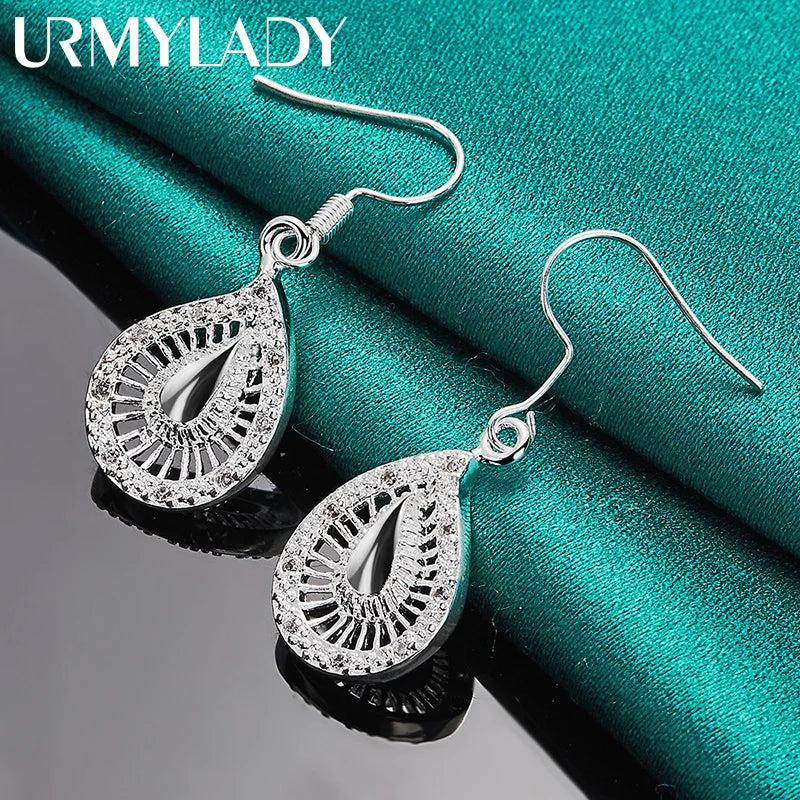 925 Sterling Silver Water Drop Earrings For Women