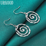 925 Silver Serpentine Circle Drop Earrings Wedding Jewelry
