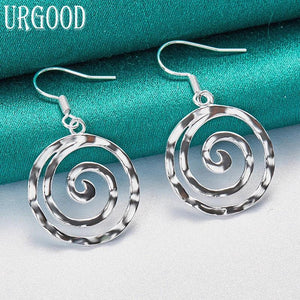 925 Silver Serpentine Circle Drop Earrings Wedding Jewelry
