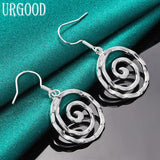 925 Silver Serpentine Circle Drop Earrings Wedding Jewelry