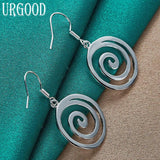 925 Silver Serpentine Circle Drop Earrings Wedding Jewelry