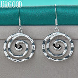 925 Silver Serpentine Circle Drop Earrings Wedding Jewelry
