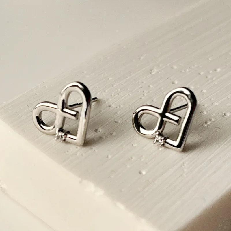 Sweety 925 Silver Heart Earrings Hollow Out Women All-Matched